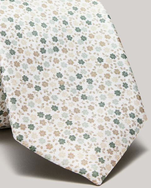 Floral Printed Silk Tie, Light Khaki, hi-res